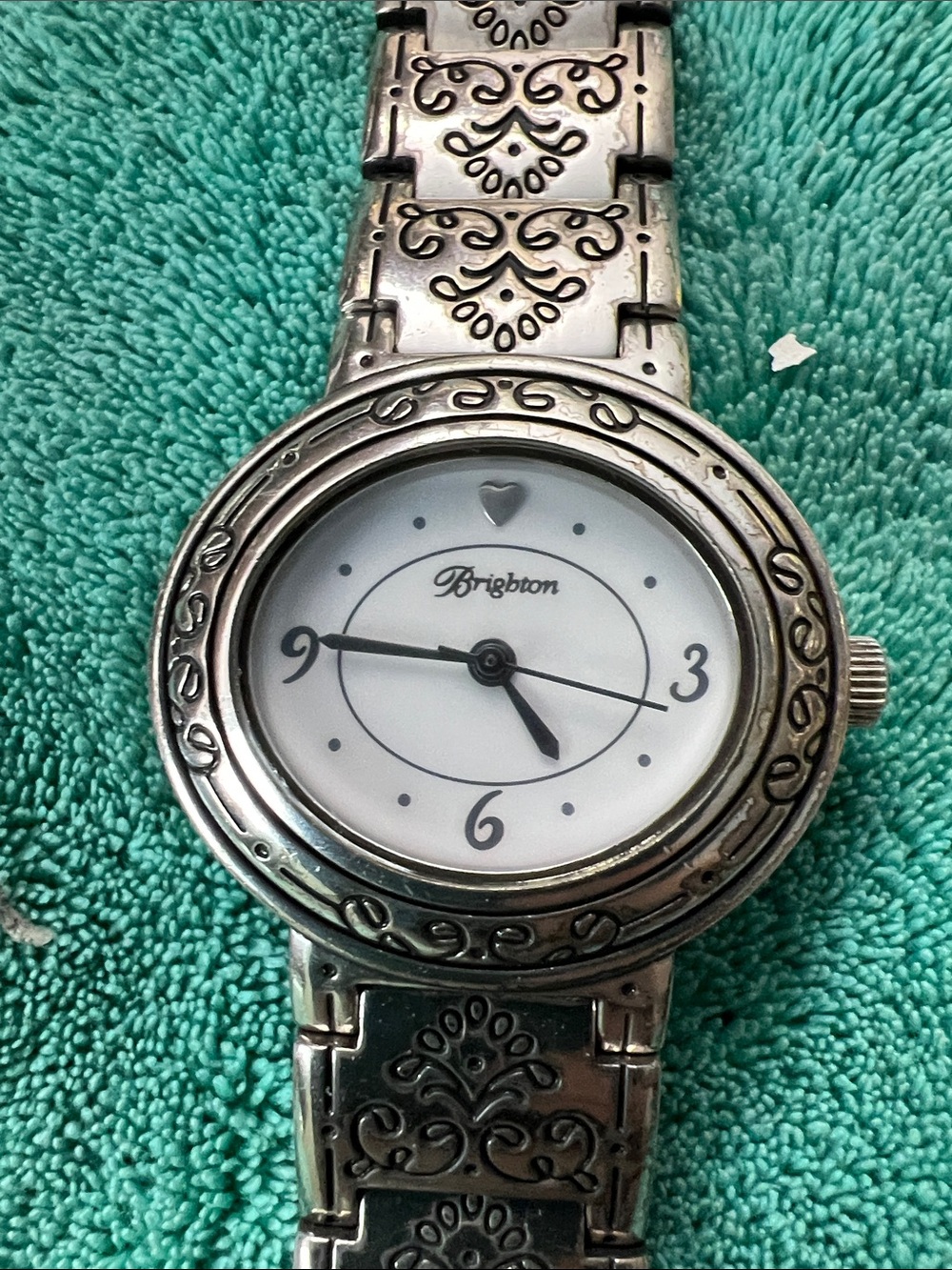 Brighton Silver-Tone Filigree Bracelet Watch — White Dial